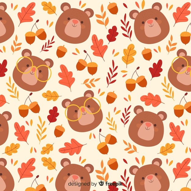Hand drawn cute autumn pattern