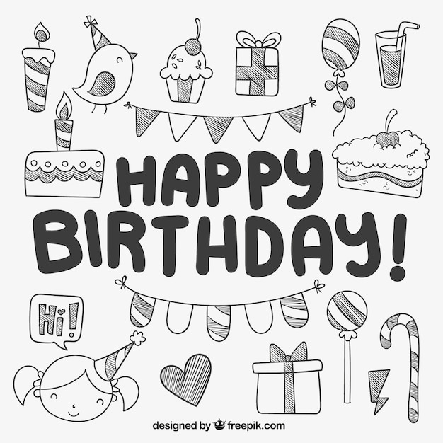 Free Vector hand drawn cute birthday elements