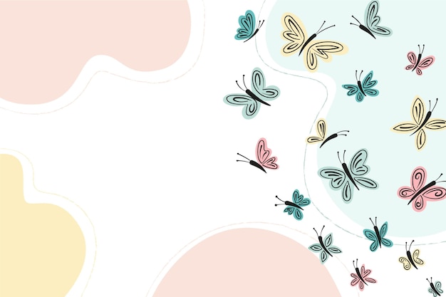 Free vector hand drawn cute butterfly outline background