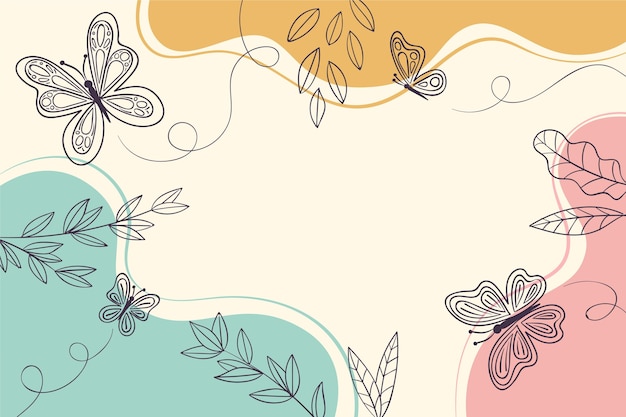 Free vector hand drawn cute butterfly outline background