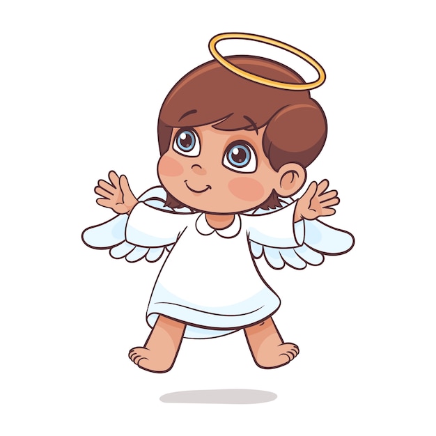 Vettore gratuito illustrazione di angelo simpatico cartone animato disegnato a mano