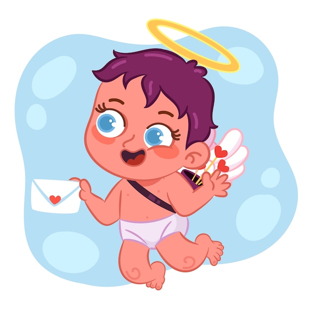 Free vector hand drawn cute cartoon angel illustration