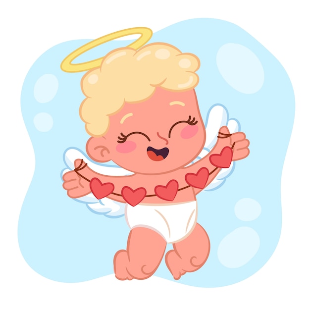 Free vector hand drawn cute cartoon angel illustration