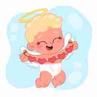 Vettore gratuito illustrazione di angelo simpatico cartone animato disegnato a mano
