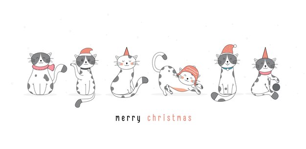 猫クリスマスボールイラスト プレミアムベクター