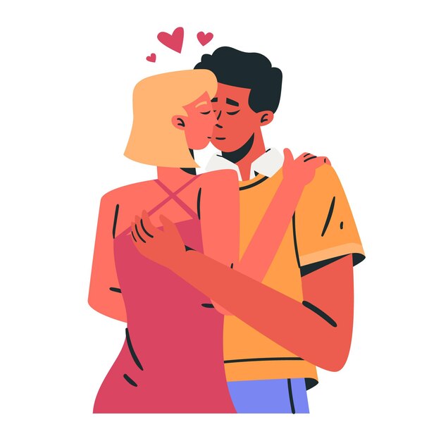 少年にキス女の子 イラスト 無料のベクター