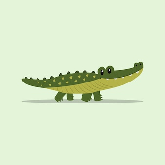 Hand drawn cute crocodile in flat illustration