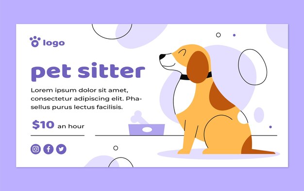 hand drawn cute dog facebook template