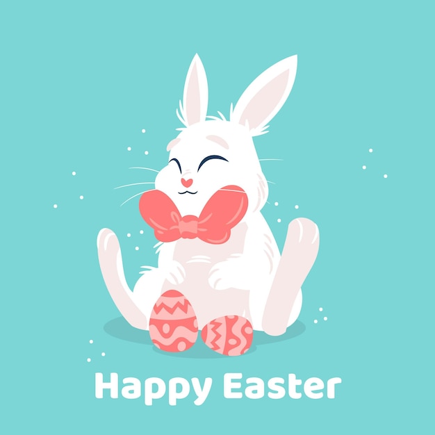 Hand drawn cute easter illustration with bunny