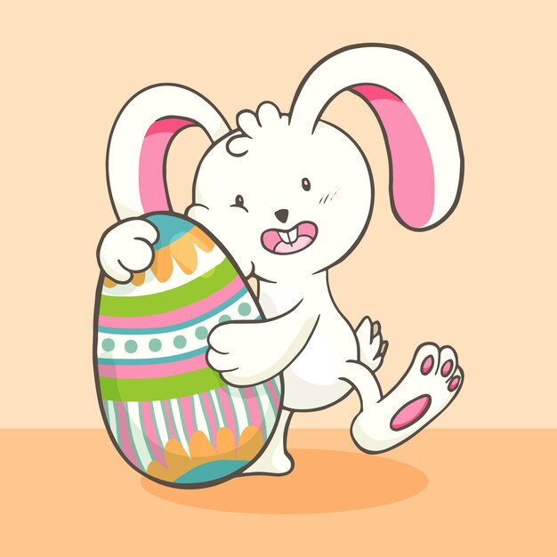 Hand drawn cute easter illustration with bunny