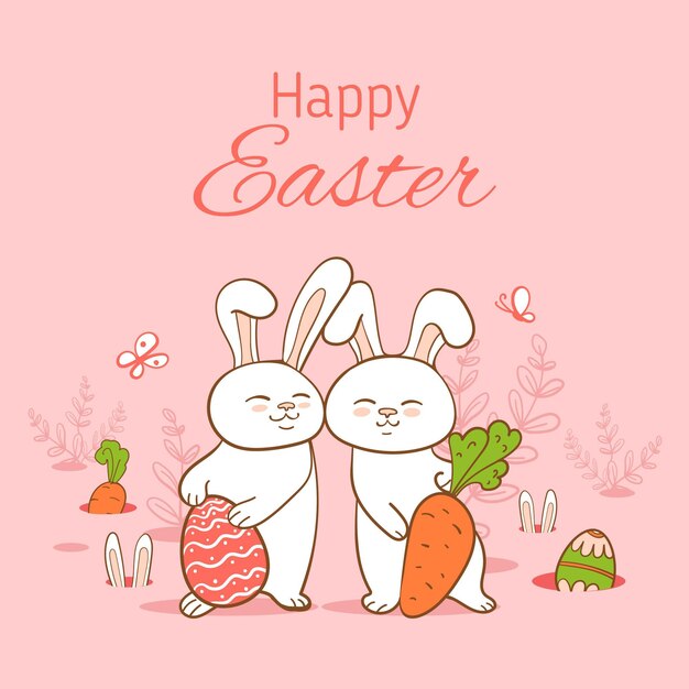 Hand drawn cute easter illustration