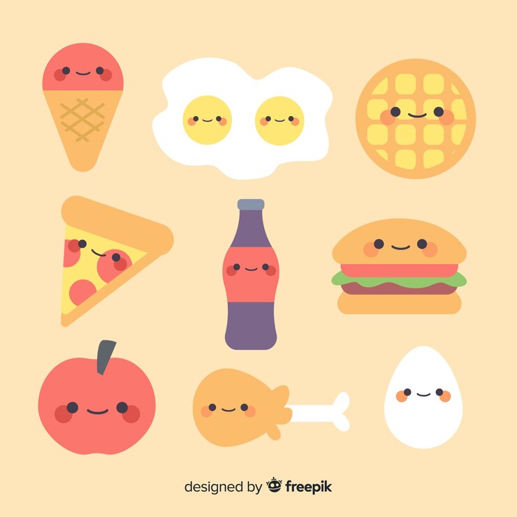 무료 Vector 손으로 그린 귀여운 패스트 푸드 컬렉션