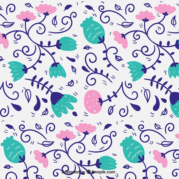 Free vector hand drawn cute floral pattern