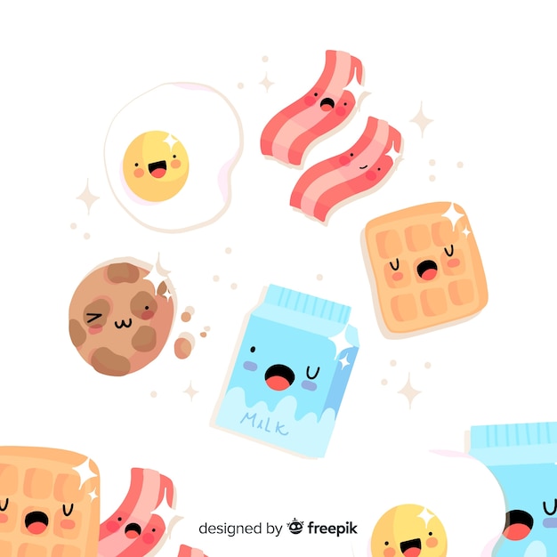 Hand drawn cute food collection