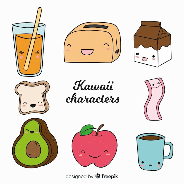 Hand drawn cute food collection