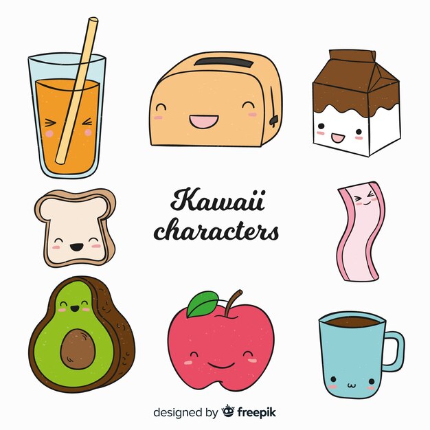 Hand drawn cute food collection