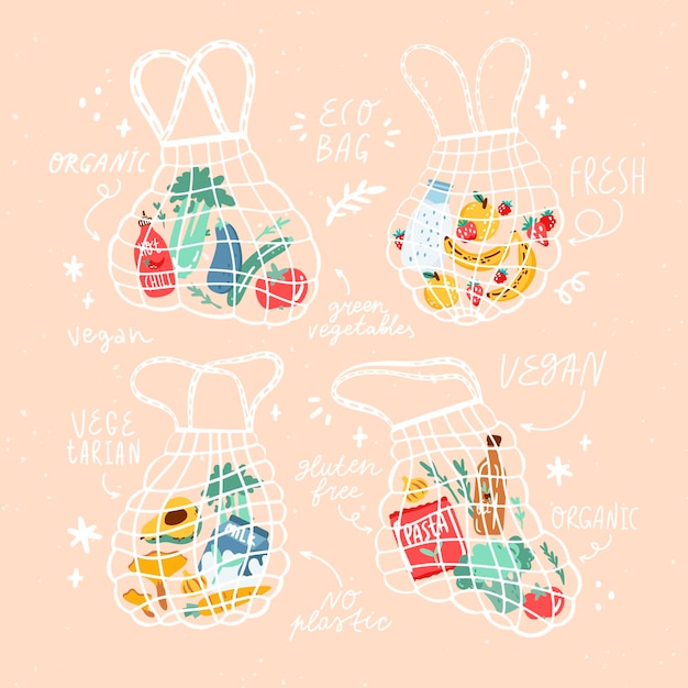 Hand drawn cute food collection