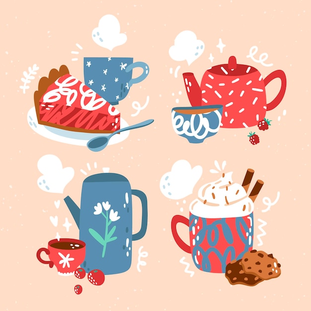 Free vector hand drawn cute food collection