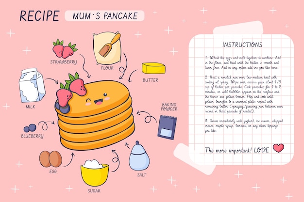 Free vector hand drawn cute food recipe