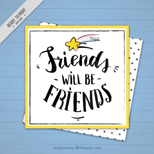 Hand drawn cute friendship day card