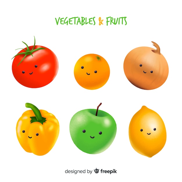 Hand drawn cute fruit and vegetable background