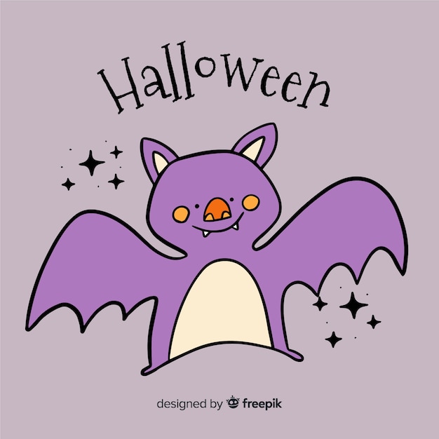 手描きのかわいいハロウィーンバット