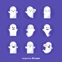 Free vector hand drawn cute halloween ghost collection