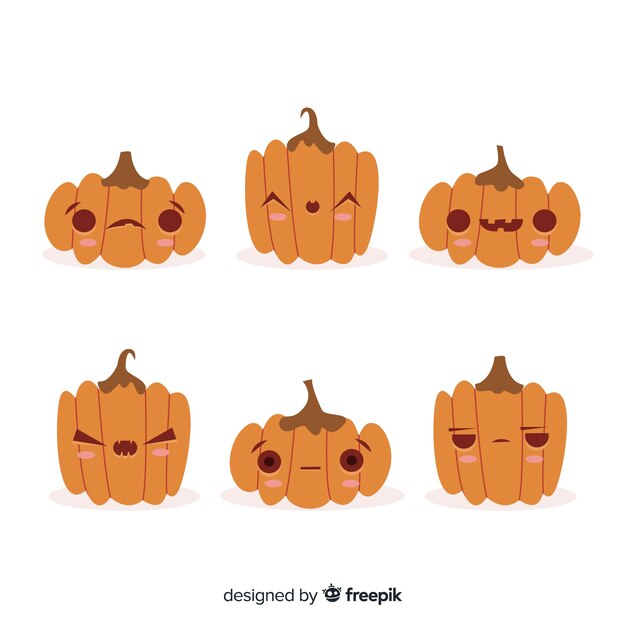 Hand drawn cute halloween pumpkin collection