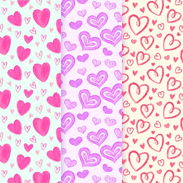 Hand drawn cute heart patterns