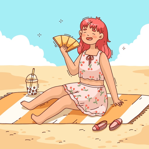 Hand drawn cute illustration for summer season