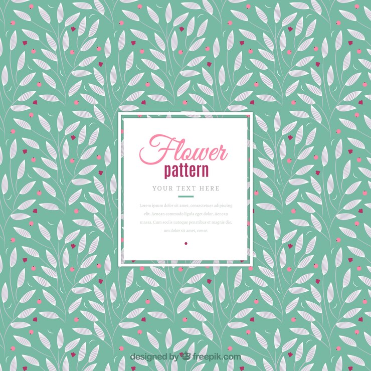 Free Vector hand drawn cute leaves with delicated flowers pattern