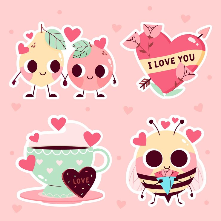 Free Vector hand drawn cute love collection