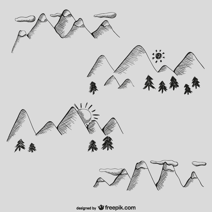 Free Vector hand drawn cute mountains