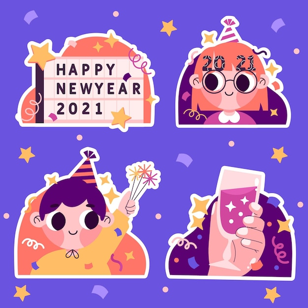 Free vector hand drawn cute new year collection