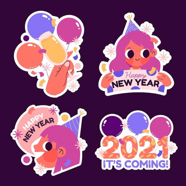 Free vector hand drawn cute new year collection