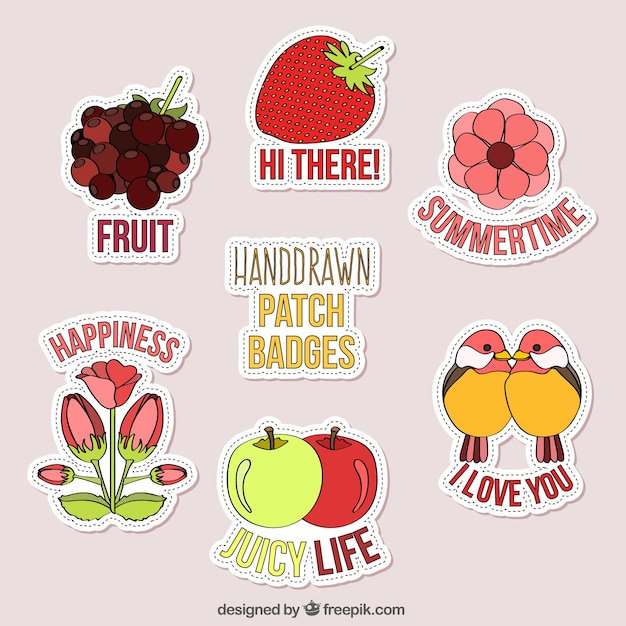 Free vector hand drawn cute patches