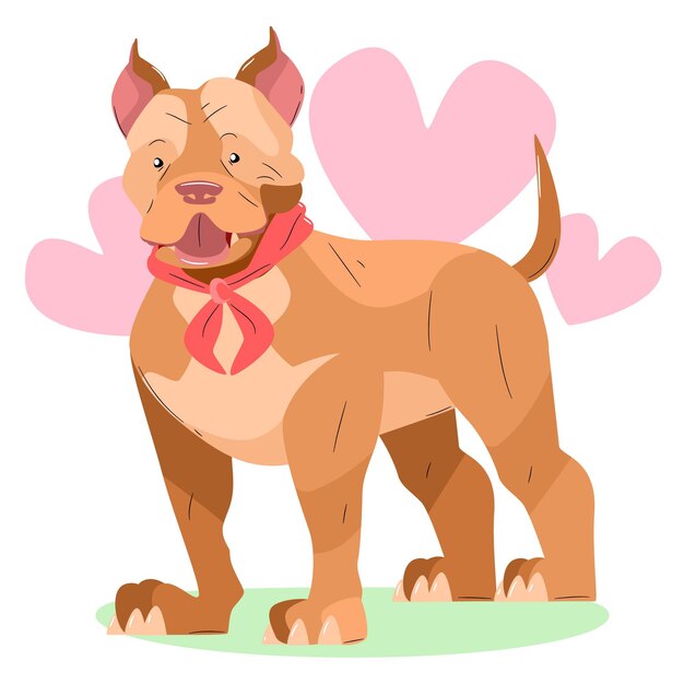 Hand drawn cute pitbull illustration