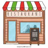 Free vector hand drawn cute restaurant