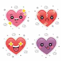 Free vector hand drawn cute stickers collection