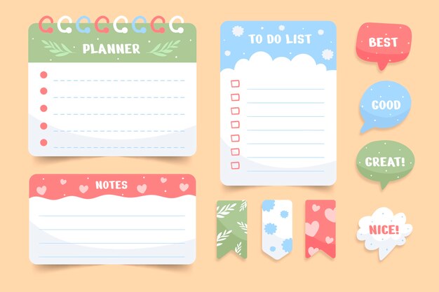 Hand drawn cute sticky notes illustration