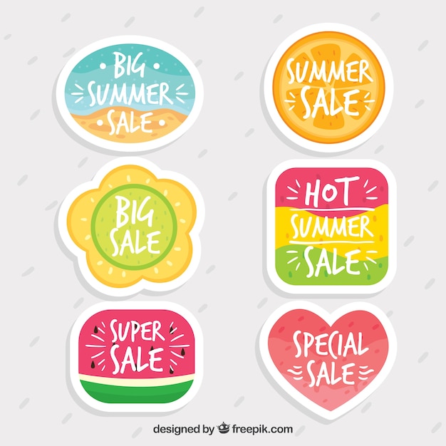 Hand drawn cute summer sale labels