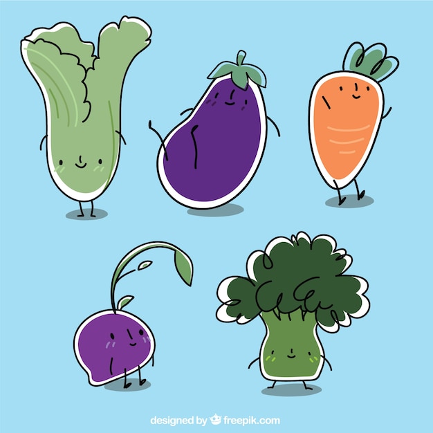 Hand drawn cute vegetables characters