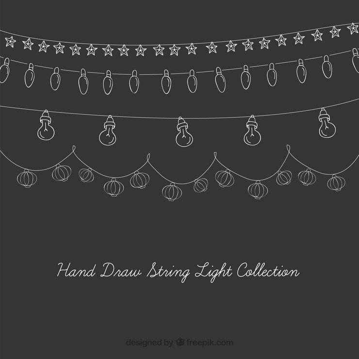 Free Vector hand drawn cute vintage string lights 