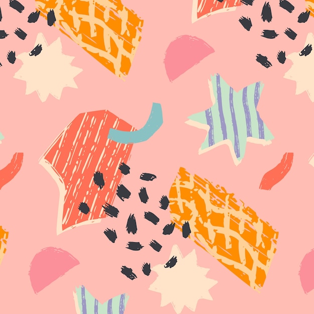 Hand drawn cutout collage pattern