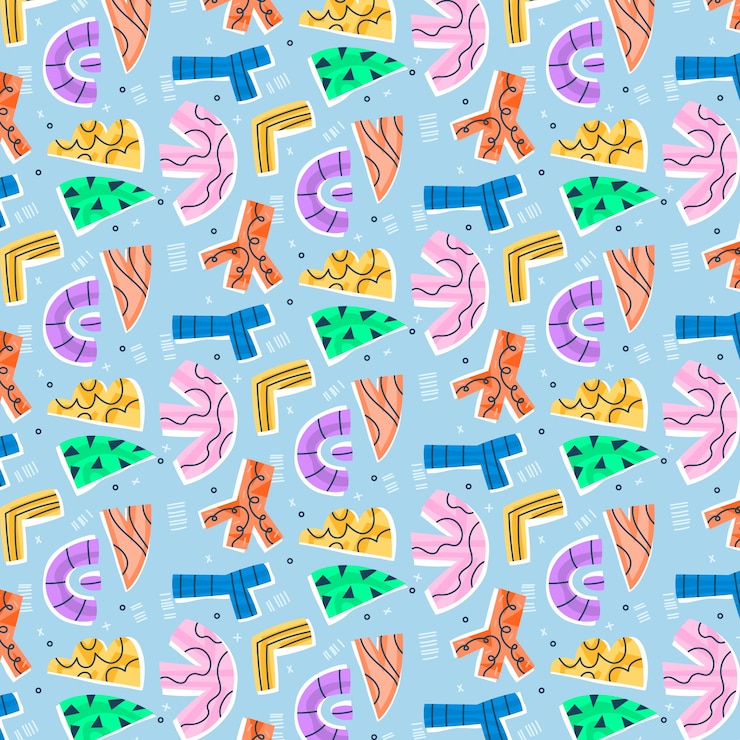 Free Vector hand drawn cutout collage pattern
