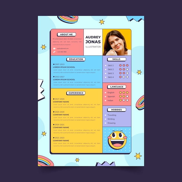 Hand drawn cv template design