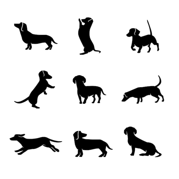 Free vector hand drawn dachshund  silhouette