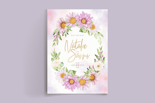 Hand drawn daisy floral card set