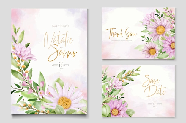 hand drawn daisy floral card set