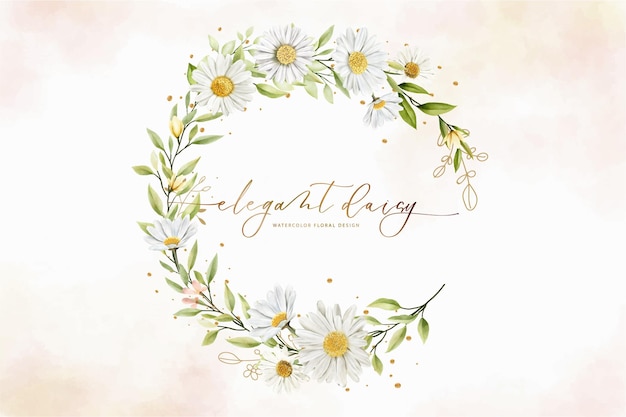 Hand drawn daisy floral wreath background design